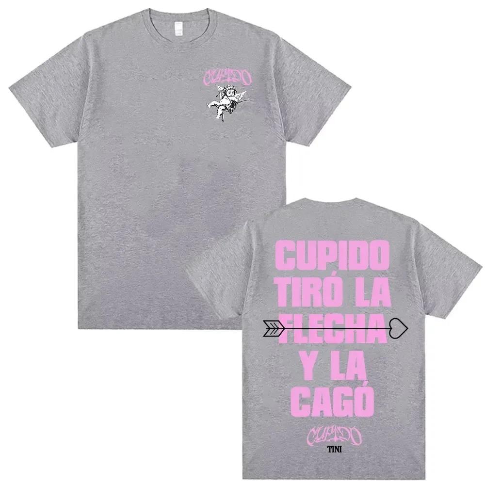 TINI Cupido Album Double Sided Graphic T-Shirt Latin Pop Singer Oversized Black Unisex Casual Cotton Women And Men T-shirts