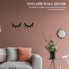 2Pcs/Set Wooden Eyelash Wall Decoration Rustic Black Sleeping Eyes Wall Art Sculpture Home Living Room Kids Bedroom Wall Decorative Sign