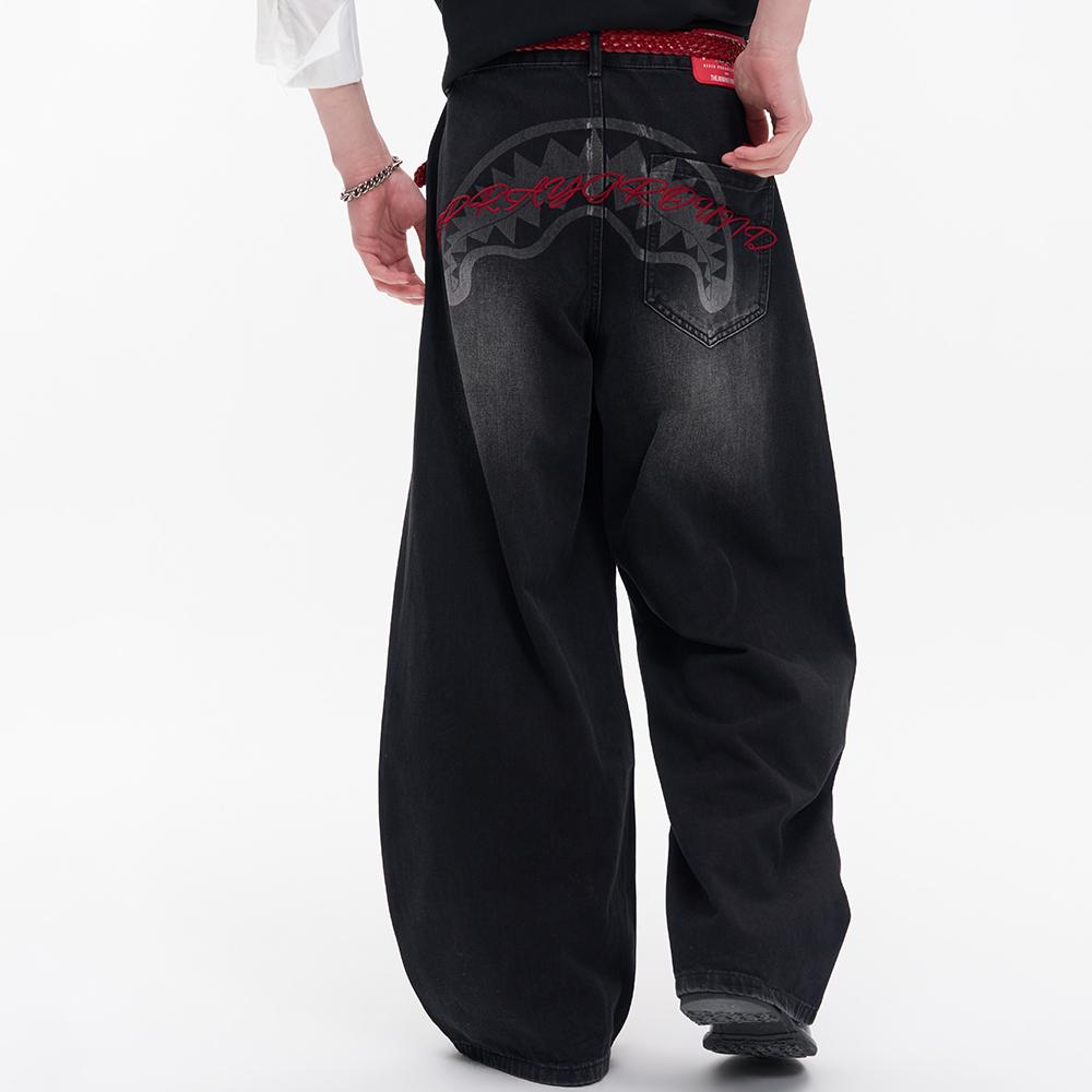 Sprayground Логотип акулы Свободные Американский Винтаж Стирка Повседневные Модные Длинные Джинсы Унисекс Брюки WE212202