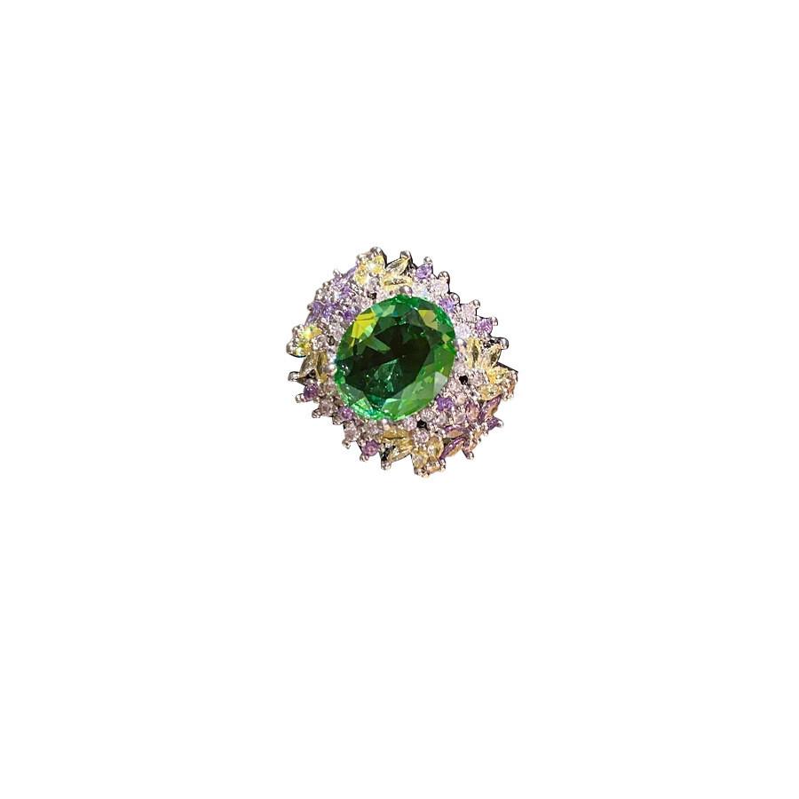 Геометрическое Цветочное Циркониевое Открытое Кольцо Овальной Формы Модное Для Женщин