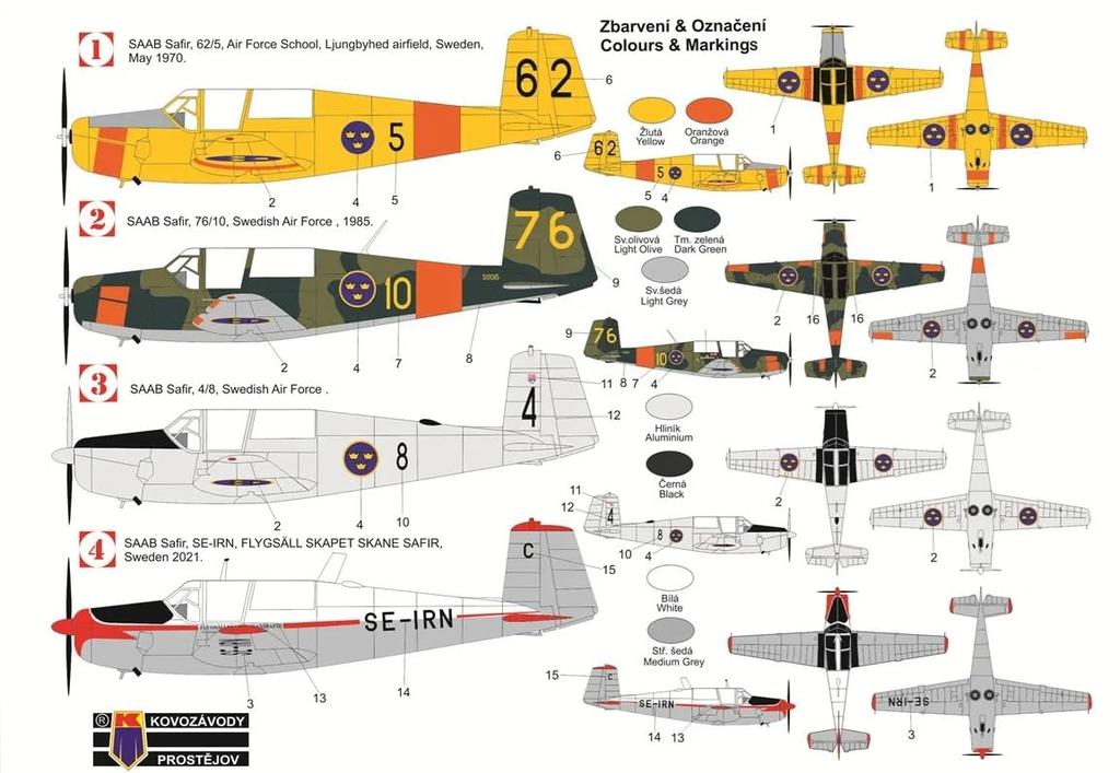 KP Model Saab Safir Шведский пластиковый модельный набор KPM0523 1/72