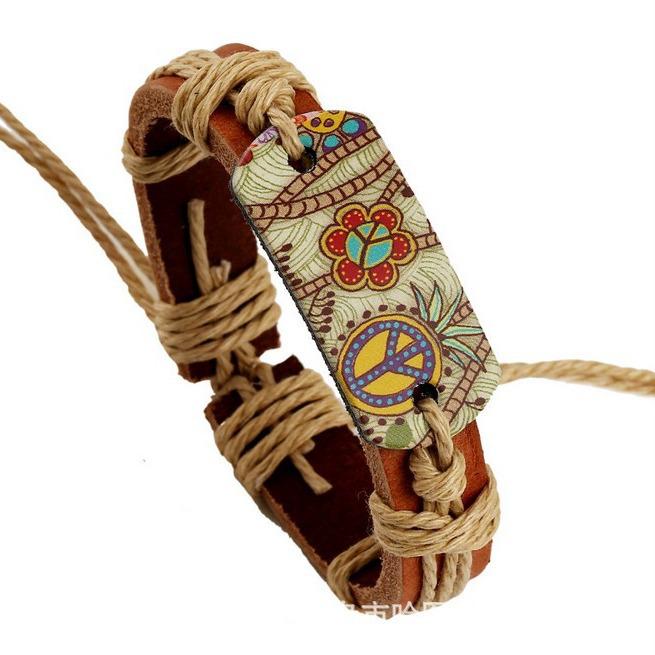 Браслет из плетеной кожи с термопередачей: Европейский и американский ретро-дизайн пар