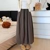 Skirt for Women Casual High Waist Long Loose Thickened Stretchy Slim Solid Colour Skirt