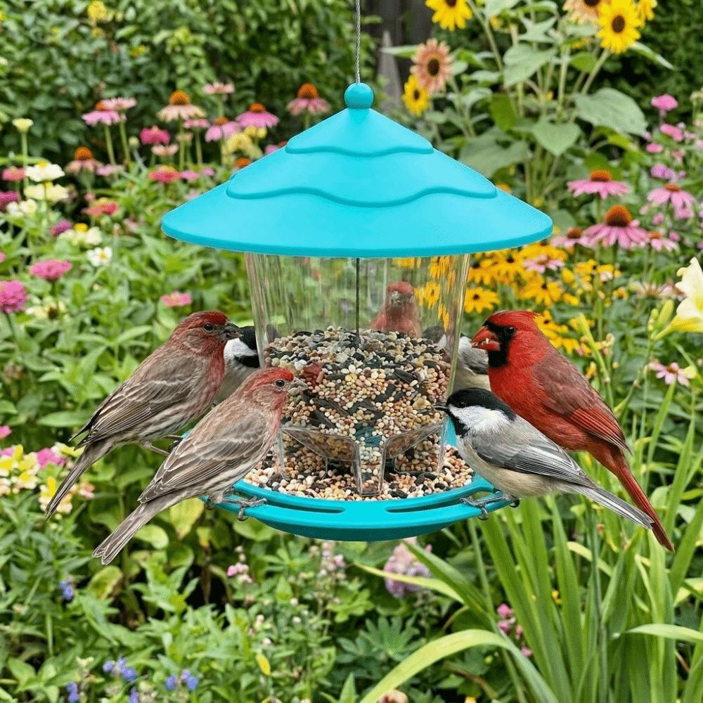 Gazebo Style Bird Feeding Station Large Capacity Hummingbird Feeder Bird Food Container Outdoor