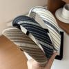 Women High Cranium Retro Striped Fabric Sponge Padded Hairbands for Ladies Casual Press Hair Hoop Accessories