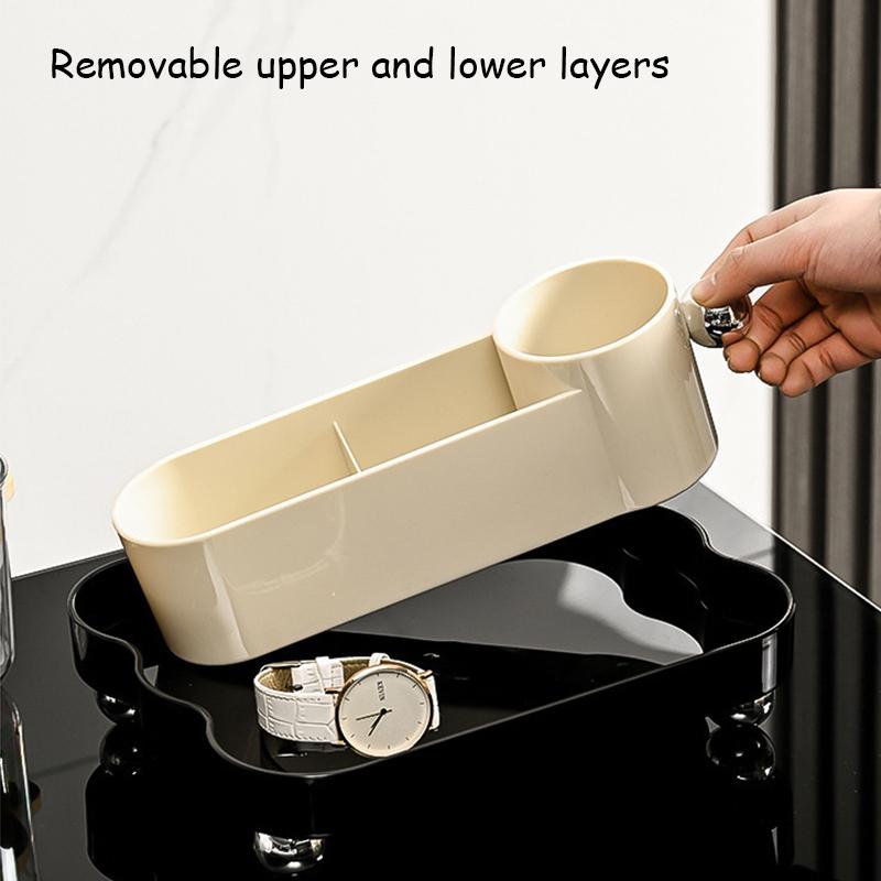 Настольный ящик для хранения косметики, ювелирных изделий, кисточек для макияжа, держателя помады, многосекционный органайзер для хранения настольных вещей
