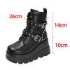 Fashion Women's Gothic Chunky Platform Ankle Boots Thick Bottom Wedges PU Leather Combat Shoes Woman Rivet Buckle Decor Black Punk Boots