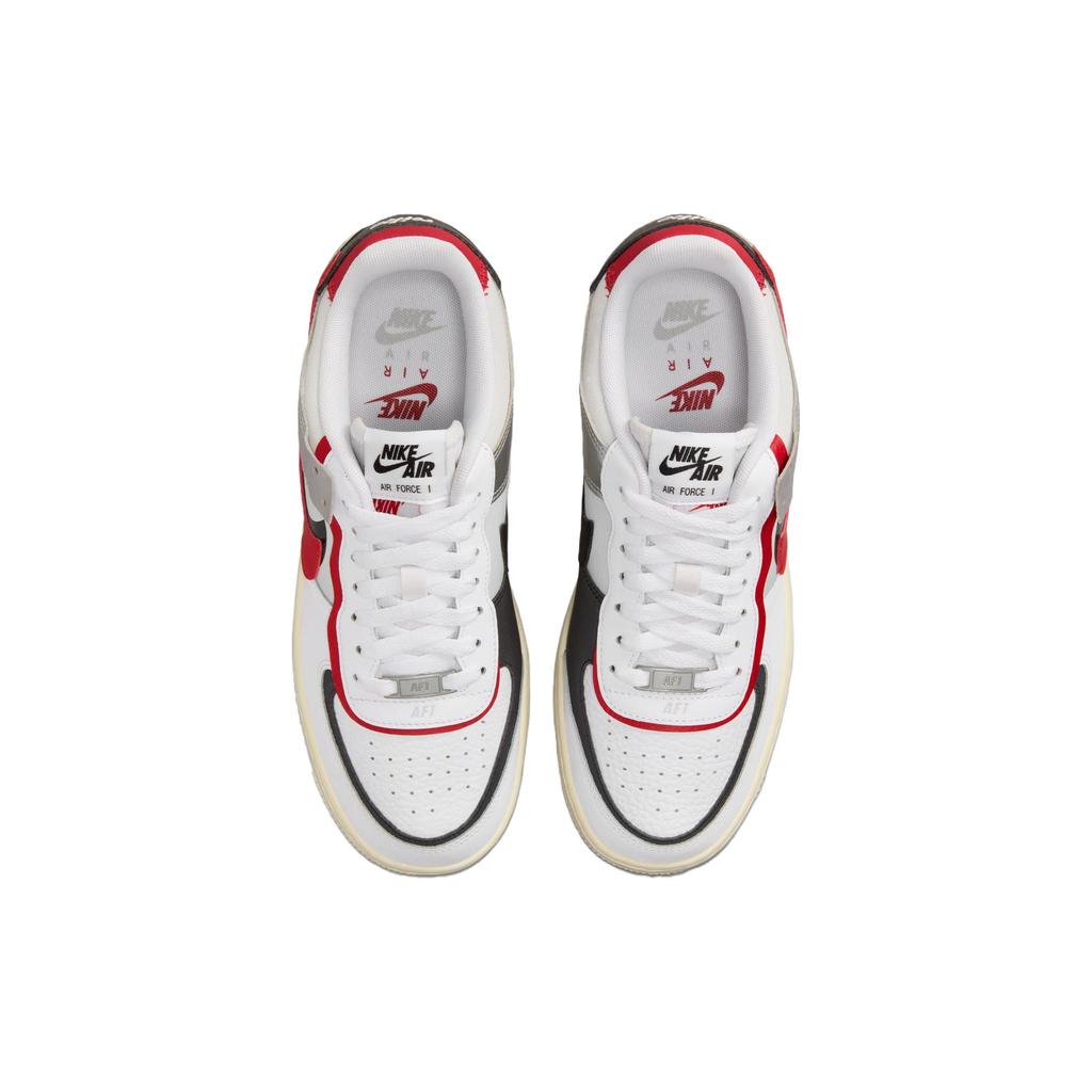 Новые женские кроссовки Nike Air Force 1 Low Shadow Бело-серебристые Красный для зала FN6335-100