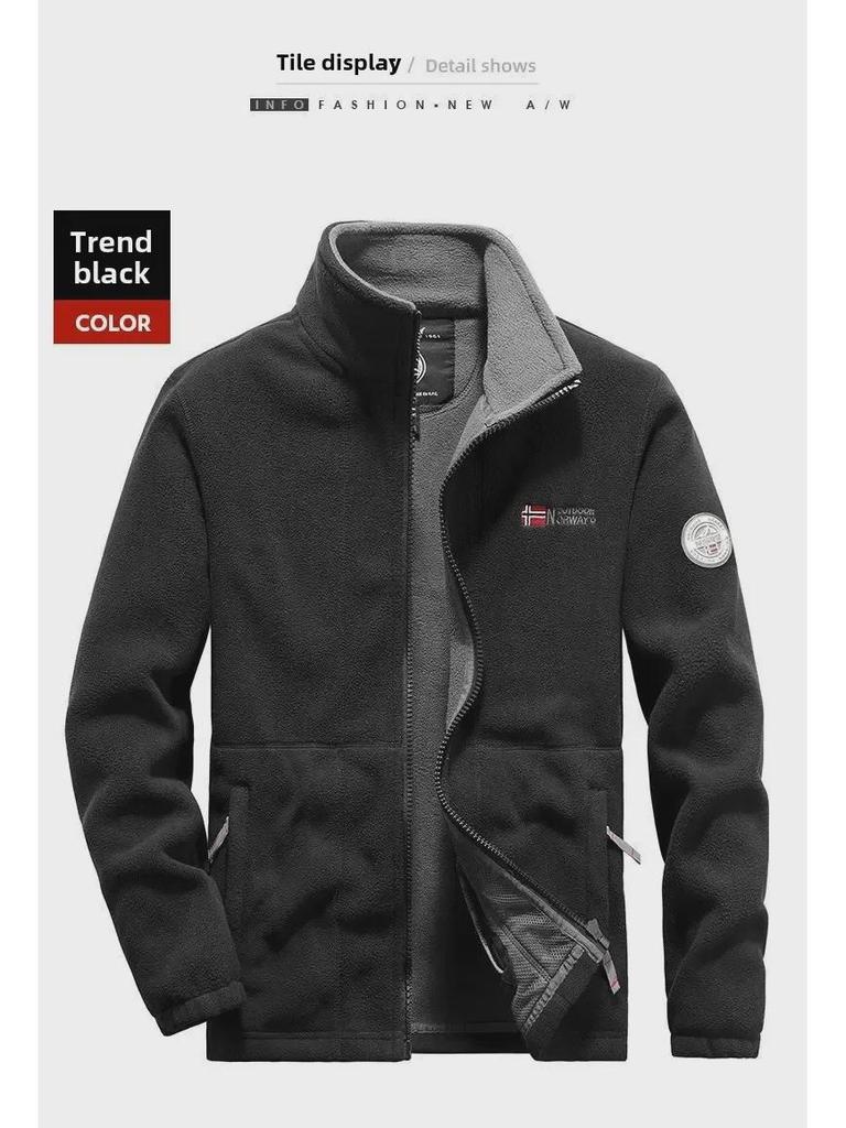 Мужская флисовая куртка: Утолщенная толстовка из овечьего флиса для отдыха на свежем воздухе весной, осенью и зимой