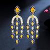 CMM Light Luxury Multicolor Zirconia Engagement Drop Earrings Wedding Jewelry for Brides