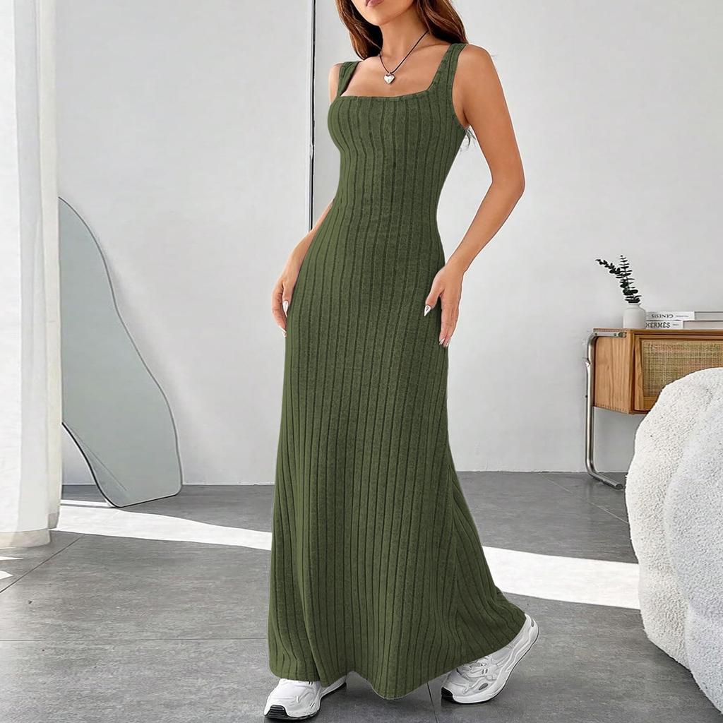 Women's Casual Sundress Beach Dress For Women T-Shirts Dress Square Neck Loose Tank Dresses