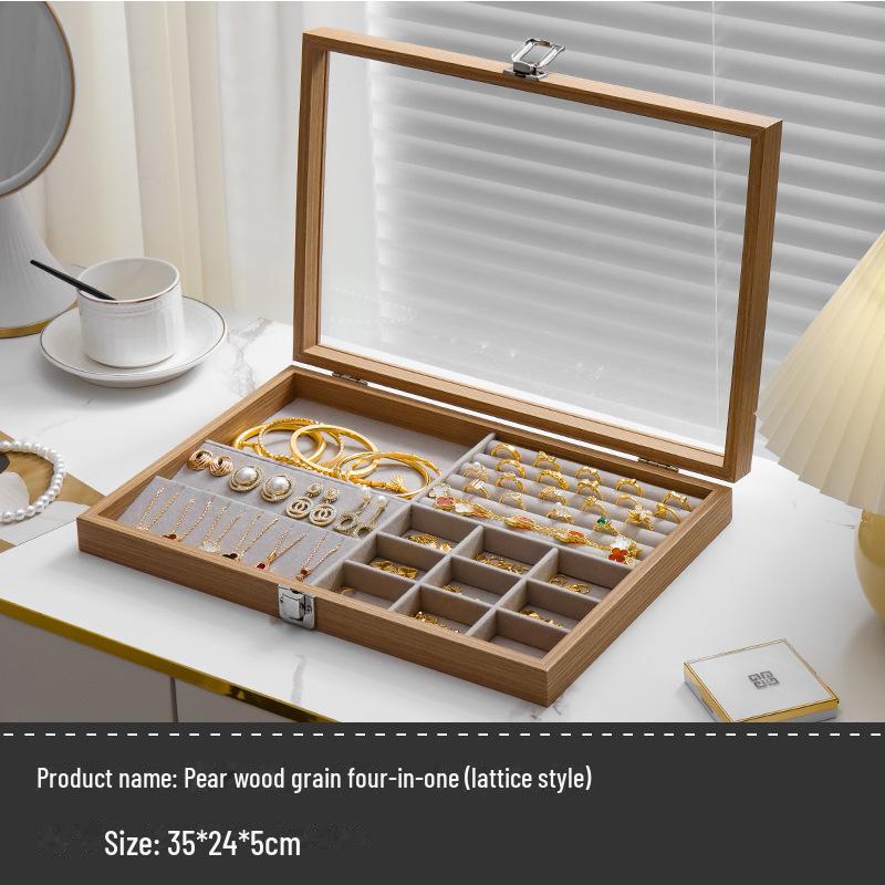 Transparent Dustproof Velvet Jewelry Box for Earrings, Bracelets, and Necklaces