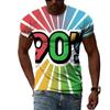 Ретро 80-х 90-х Стиль 3D Печать Футболки Мужская Повседневная Короткий Рукав Футболка Оверсайз Хип-Хоп Уличный