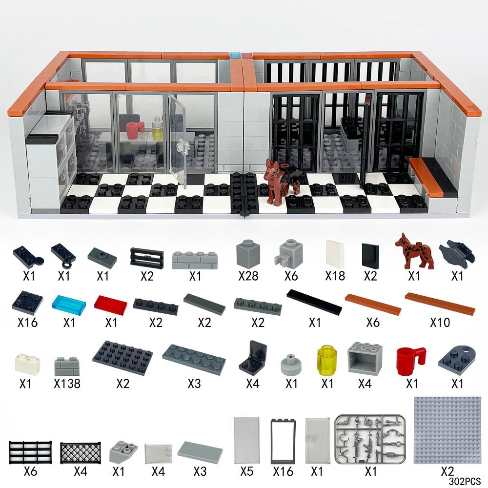 302PCS Prison City Police Station Допросная комната Мини Фигурки Набор Brinquedos Аксессуары Строительные Блоки Кирпичные Игрушки