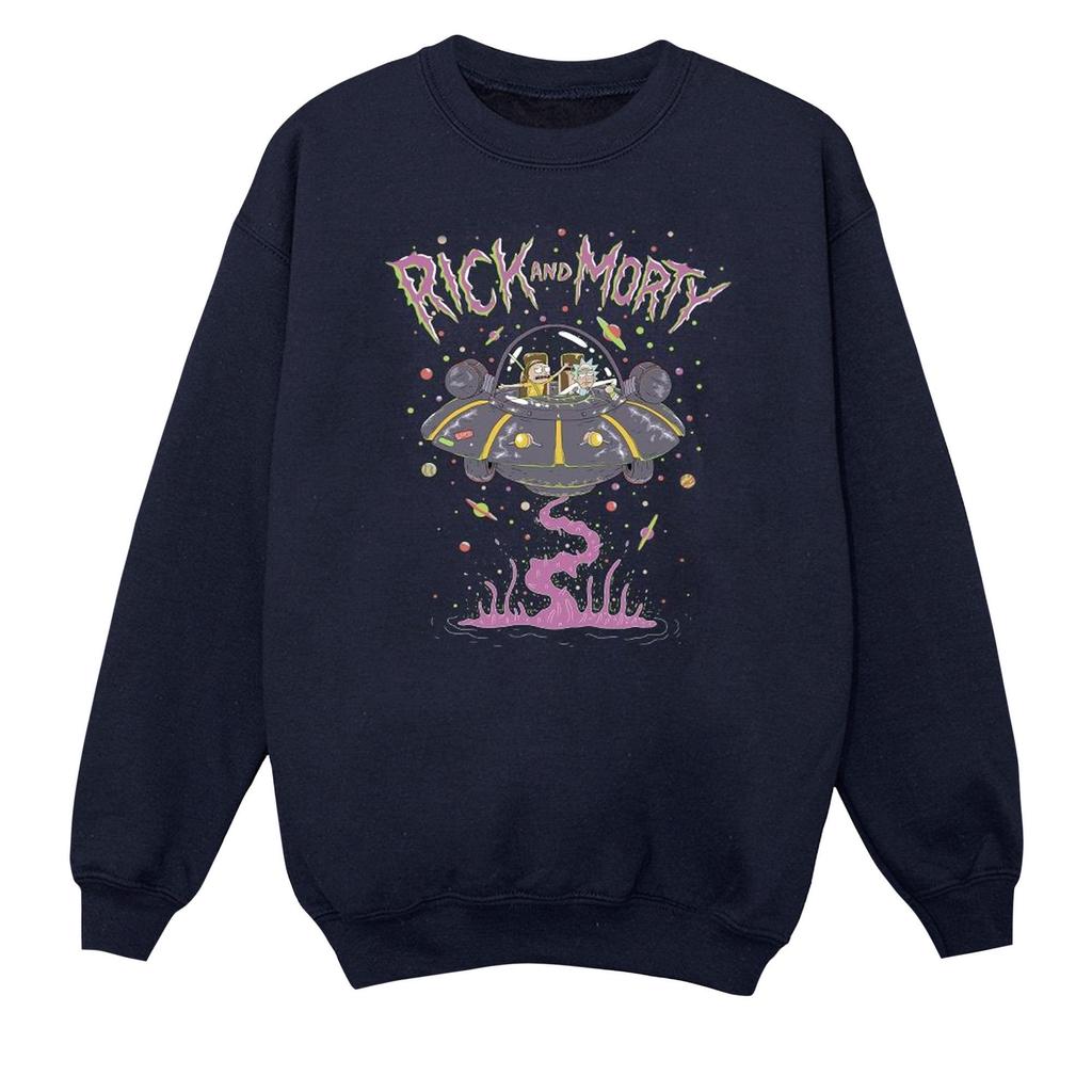 Rick And Morty Mens Pink Spaceship Sweatshirt