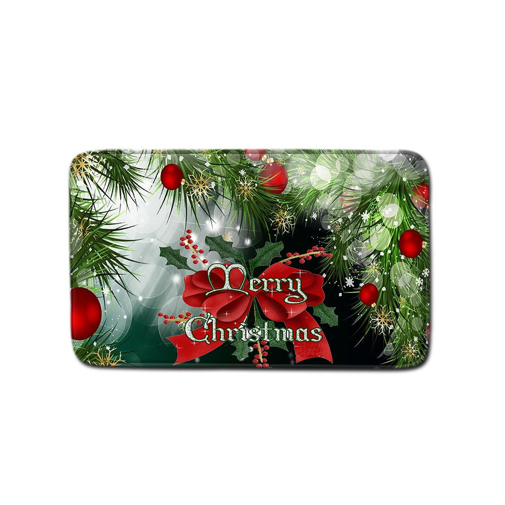 Christmas Shower Curtain Floor Mat Combination Four-Piece Set Bathroom Toilet Carpet Shower Room Mat Foot Mat