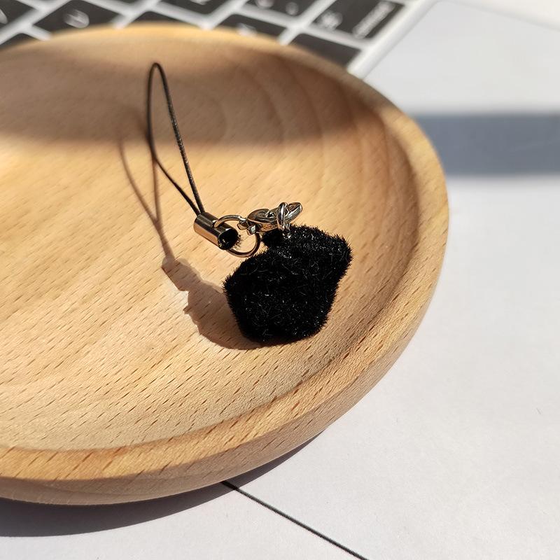 Resin Flocking Cute Mini Pig Keychains For Friend Gift Fluffy Lovely Boar Animal Pet Pendant Bag Earphone Case Phone Lanyard