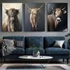 Cute Highland Cow Posters Canvas Paintings Deer Head Animal Wall Art Prints Pictures for Living Room Home Decoration Cuadros