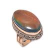 Natural Ammolite Gemstone Handmade Copper Jewelry Ring Size 8 h9T73