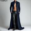 Autumn Men Long Sleeve Open Front Long Cardigan Coats Maxi Windbreaker with Pockets