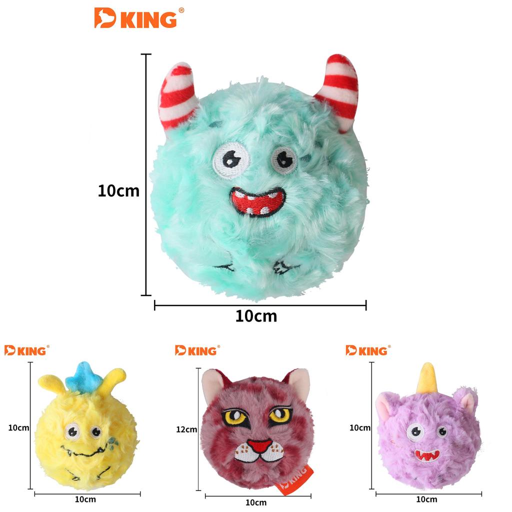 Color Multi Dualpurpose Plush Pet Toy 10  10cm Squeaky Monster Ball Toy