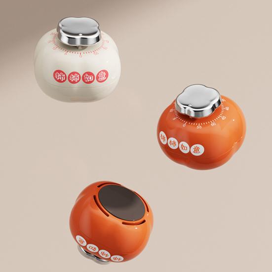 Persimmon Shape Mechanical Kitchen Timer with Magnetic Back Cute Cooking Reminder for Baking Boiling 60-Minute Countdown Loud Ringing Timer