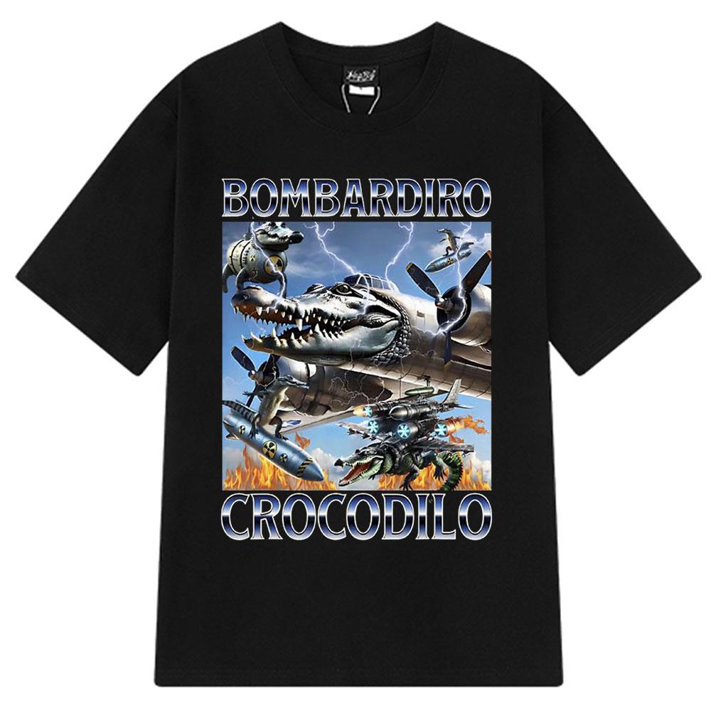 Italian Brainrot Tralalero Tralala Tung Tung Tung Sahur Bombardiro Crocodilo Funny Meme T-shirt Men Women Fashion Loose T Shirts