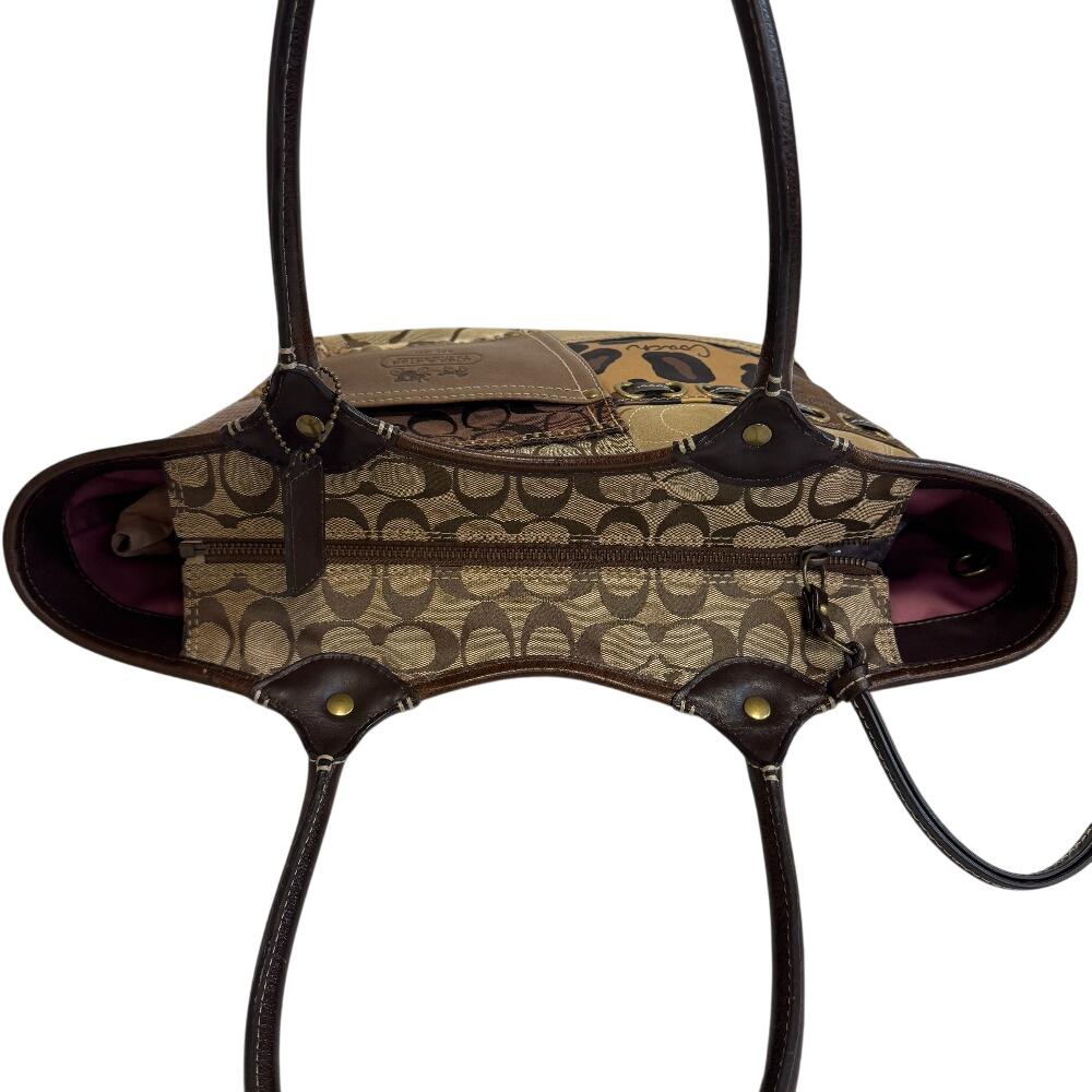 Coach 12899 Пэчворк Холст Питон Сумка-тоут Коричневый Питон Б/У