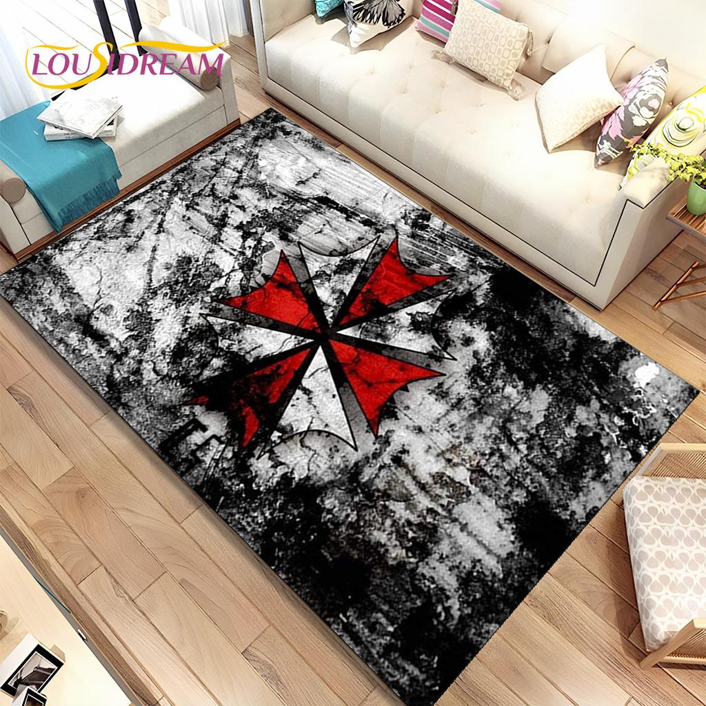 3D R-Resident Evil Games Gamer Area Rug, ковер для гостиной, спальни, дивана, коврика для двери, детский игровой нескользящий коврик