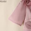ZANZEA Women Summer Casual 3D Flower Splice Short Sleeve Dress