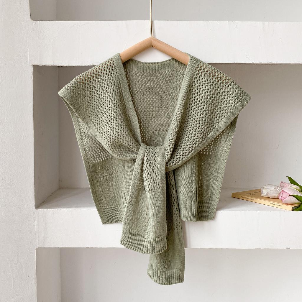 Solid Color Knitted Shawl Scarf Women High-End Capes With Shirts Fashion Thin Neck Protectors For Spring And Autumn