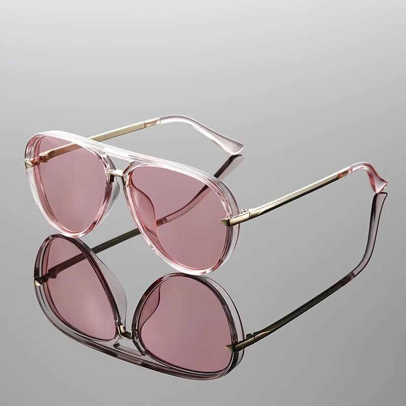 1 шт. Женские стильные очки с двойной переносицей, разноцветные градиентные линзы, популярные металлические дужки, очень большая оправа-желе