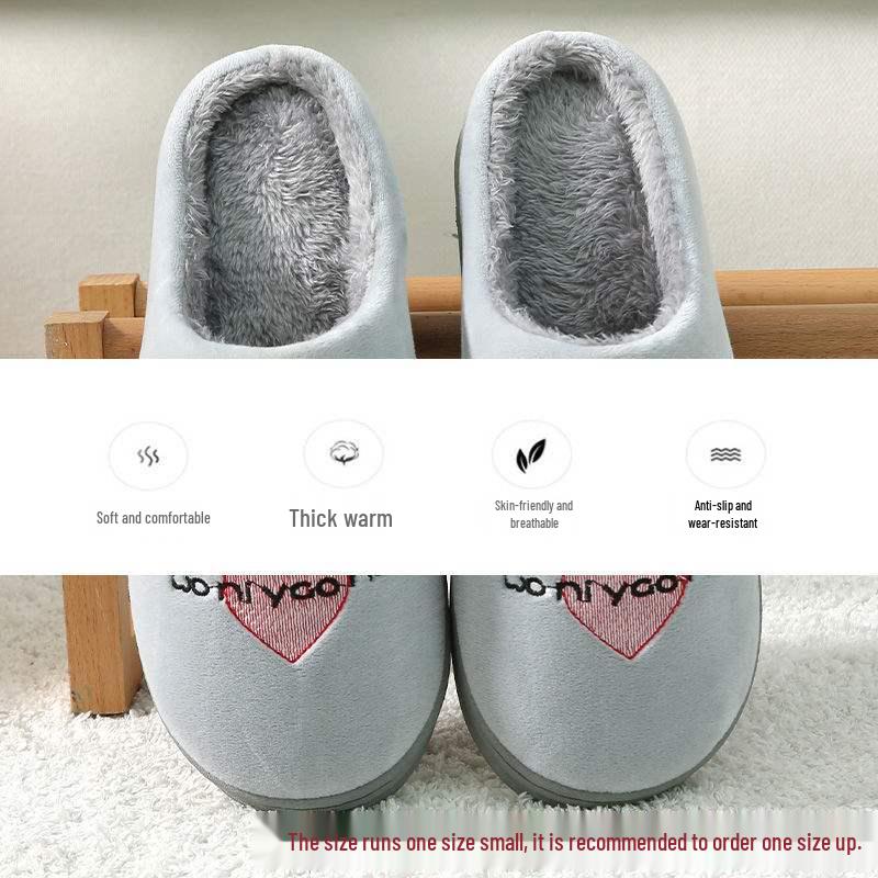 Мужские и женские плюшевые хлопковые тапочки - Зимние, нескользящие, с толстой подошвой, пушистые, теплые комнатные тапочки