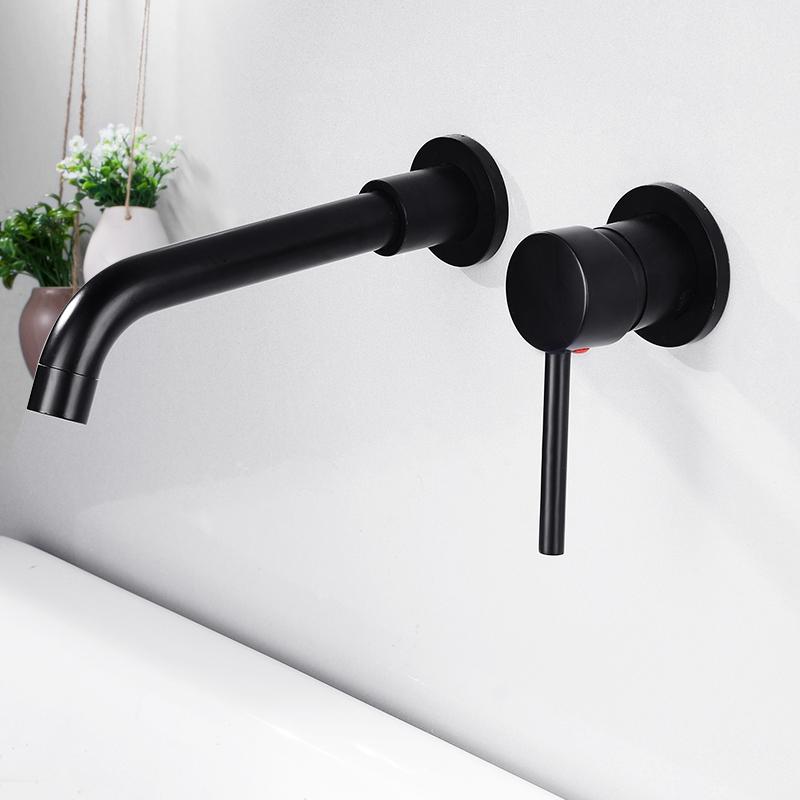 EllEN Современный латунный настенный смеситель для раковины в ванной комнате, настенный смеситель для раковины с поворотным изливом, смеситель для ванны, кран, отделка под античную бронзу ELK202