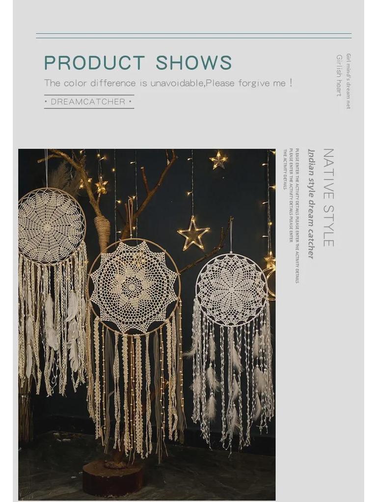 Богемский ловец снов из перьев ручной работы для украшения интерьера