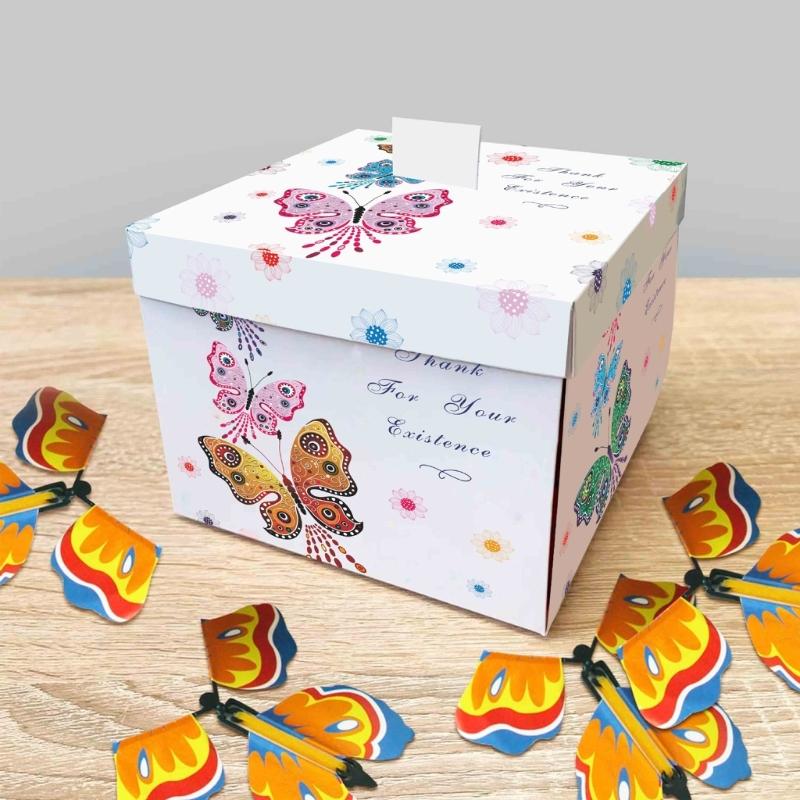 Коробка-взрыв с бабочками Подарочная коробка с бабочками Коробка-сюрприз с летающими бабочками для подарков на день рождения и сувениров на вечеринку