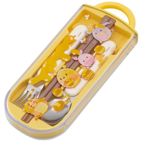 Skater Trio Set Chopsticks Spoon Fork Disney Ufufi Winnie the Pooh Children's Antibacterial Made In Japan TACC2AG-A