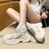 Casual Thick Bottom Women's Fashion Breathable Sneakers Mesh Surface Soft Four Seasons General Heightened  Casual Daddy Shoes