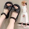 Children's Sandals Open Toe Pleated Solid Casual Girls' Square Toe 2024 Children's Fashion Wedding Party New Sandals