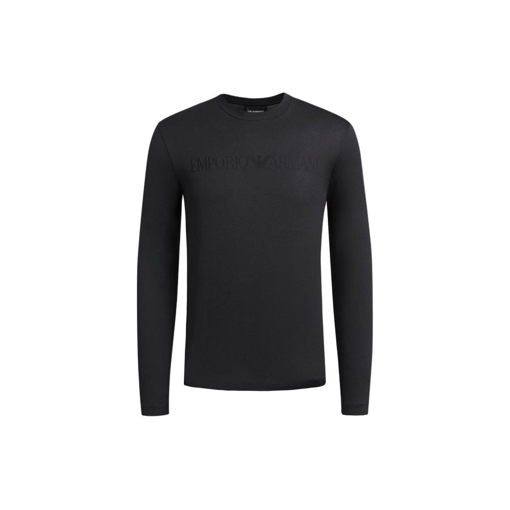 Emporio Armani Мужская футболка с длинным рукавом и круглым вырезом, принт с логотипом и буквами SS24, черная 8N1TD71JGYZ0021