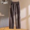 Women's Wool Blend Colorblock Drawstring Wide-Leg Casual Pants