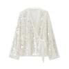 European & American Women's Sequin-Embellished Wrap Kimono Top