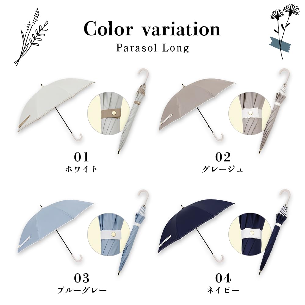 Ogawa Long Light Blocking Over of UV Navy Suitable for Sun and Simple Hem Perfect Gift for or Any Special LINEDROPS 57425 Women's Parasol, Rate 99%
