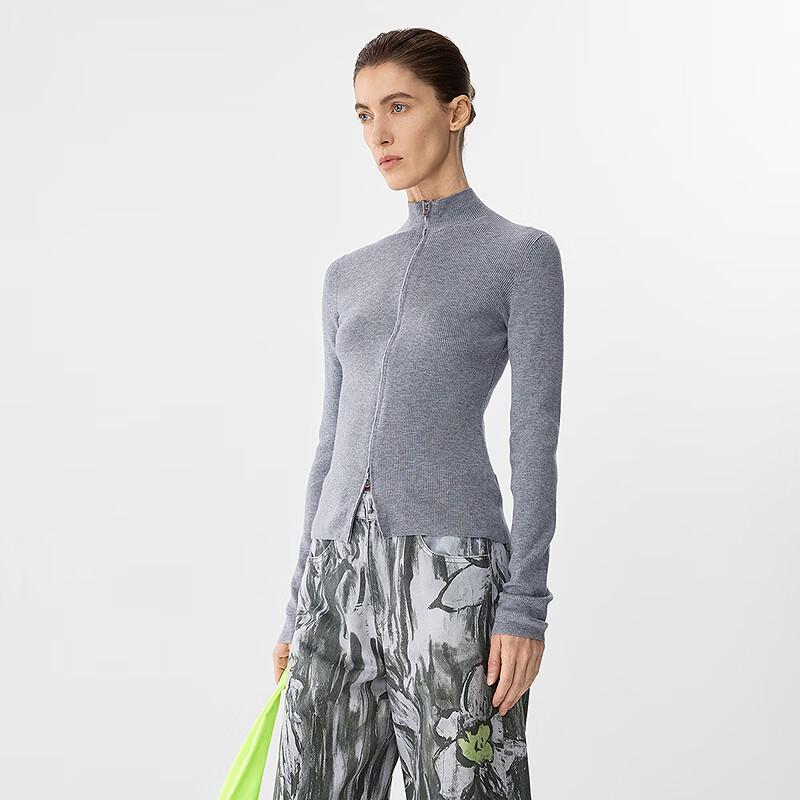 JNBY 2025 Spring Mock Neck Wool Blend Knit Sweater