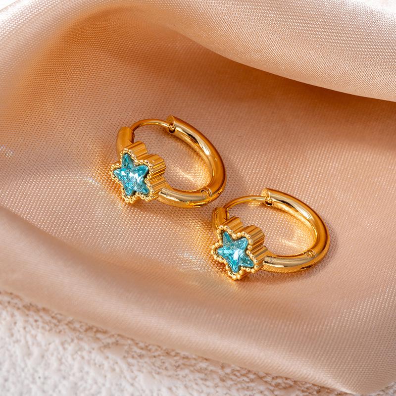 Высококачественные серьги-звезды из нержавеющей стали с винтажными изумрудами и цирконами