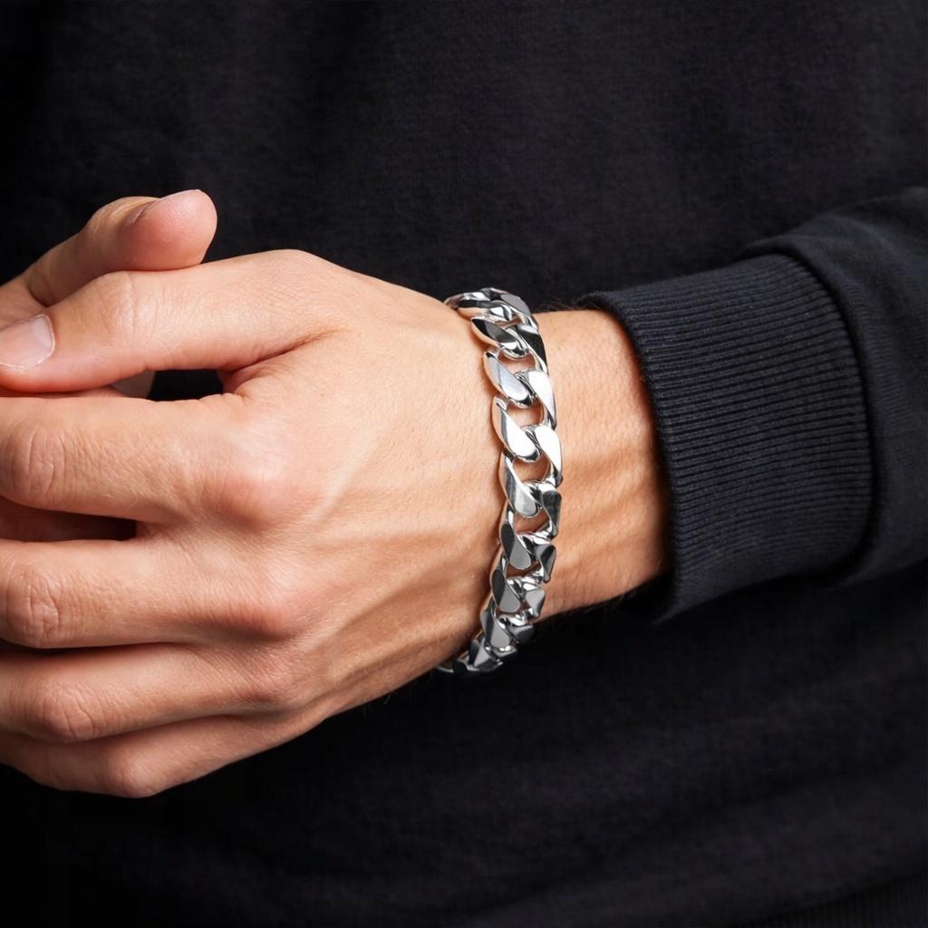 FULL Silver Men' Bracelet 925 SILVER Bracelet 13mm DIAMOND SET