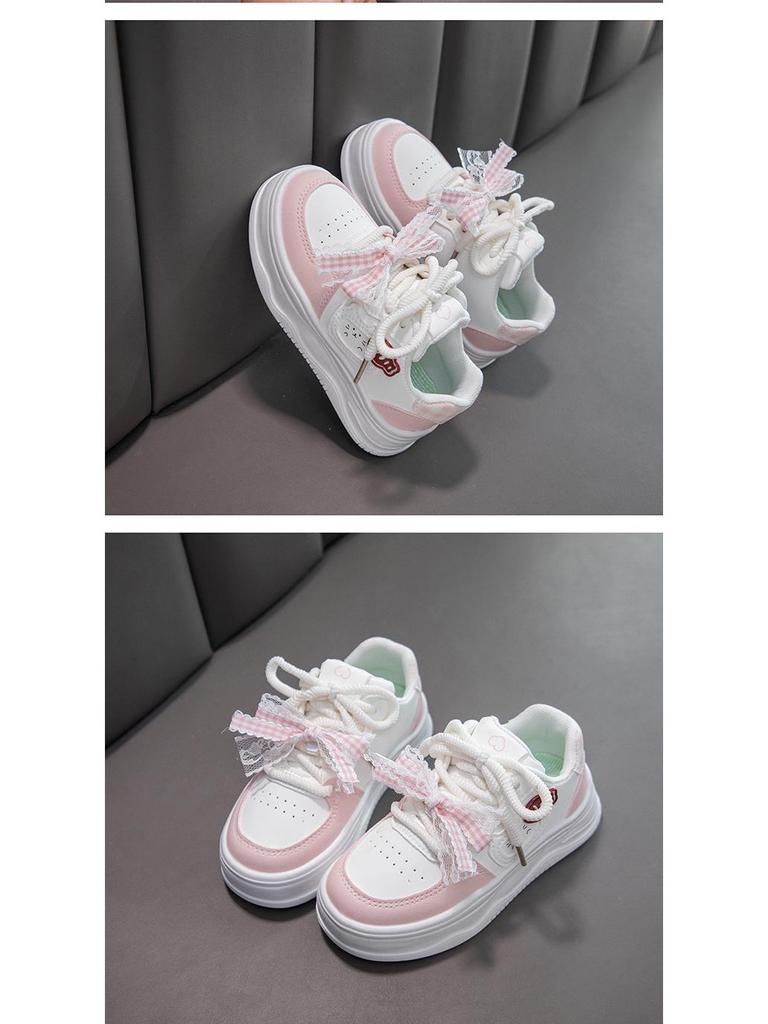 Milky Fufu Spring/Autumn Children's White Skate Shoes - Cute, Versatile, and Comfortable with Thick Soles