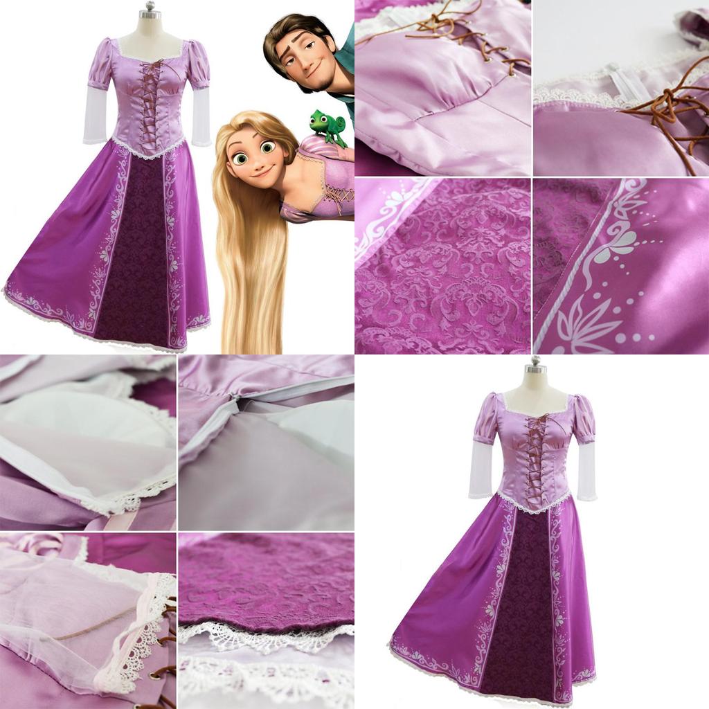 Elegant Adult Fairytale Princess Tangled Rapunzel Cosplay Costume For Halloween Parties