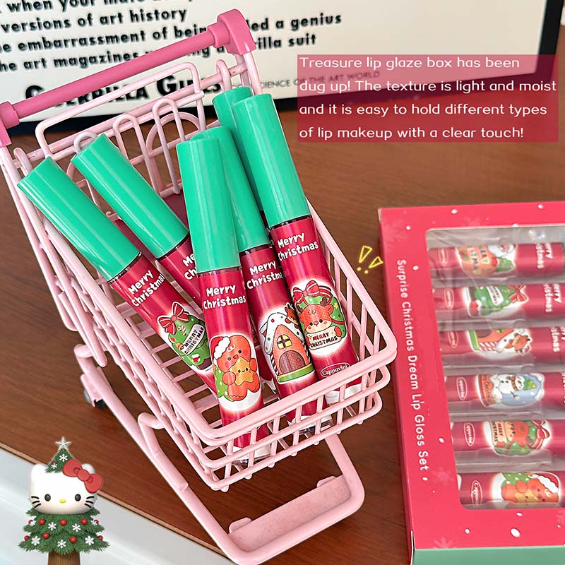 CAPPUVINI Рождественский сюрприз Набор из 6 жидких помад Матовый вельвет Стойкие Праздничные цвета Подарок для праздничной вечеринки 12 г