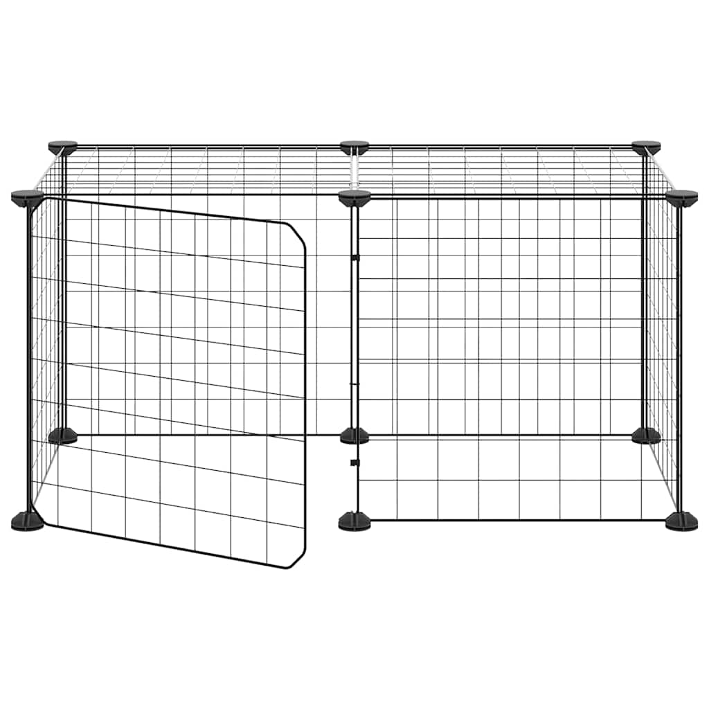 8 Piece Pet Cage with Door Black 35 x 35 cm Steel